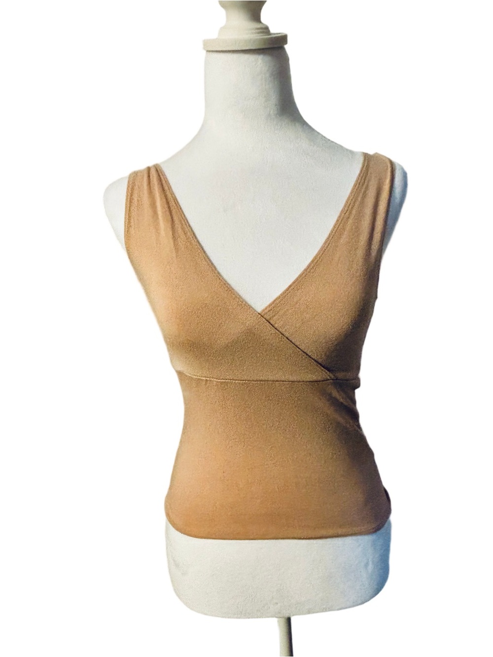 Forever 21 Y2K Tan Wrap V Neck Sleeveless Top Open Back small